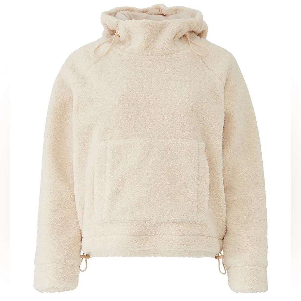 Vince Sherpa Hoodie Jacket Pullover Faux Fur Ivory Cream Medium Cozy Cozycore